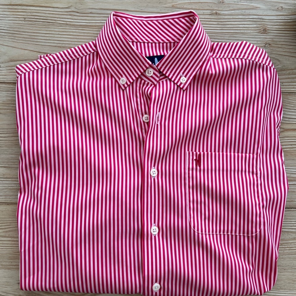 Johnnie-O Men’s Pink Striped Button Down Shirt Size Small